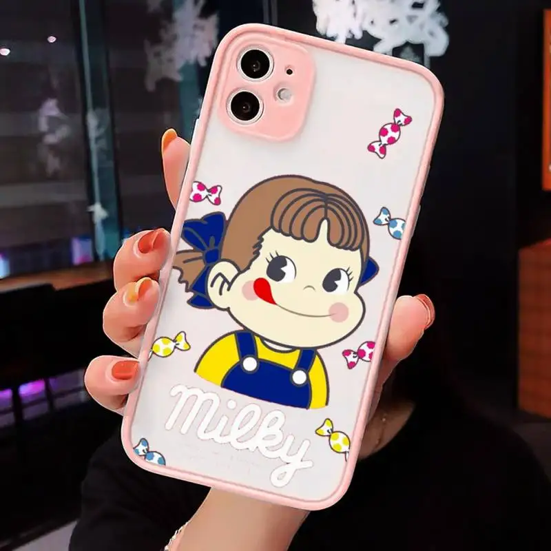 

Sweet Peko Milk Milky cute cartoon Phone Cases Matte Transparent for iPhone 7 8 11 12 s mini pro X XS XR MAX Plus cover funda