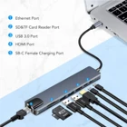 Док-станция usb-c, 3,5 мм, для SD, TF, HDMI, VGA, RJ45, USB 3,0