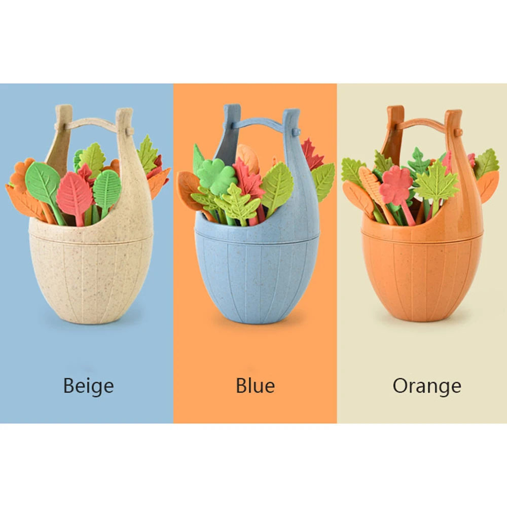 16 шт. в скандинавском стиле пшеничная соломенная бочка листья фруктовая вилка