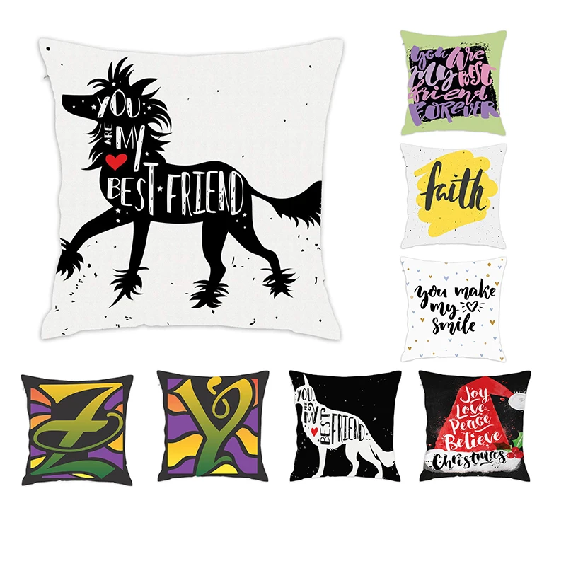 

[Douladou]You Are My Best Friend Lettering Print Pillow Cover Sofa Decorative Special Washable Pillow Case Cushion Cover 45x45cm