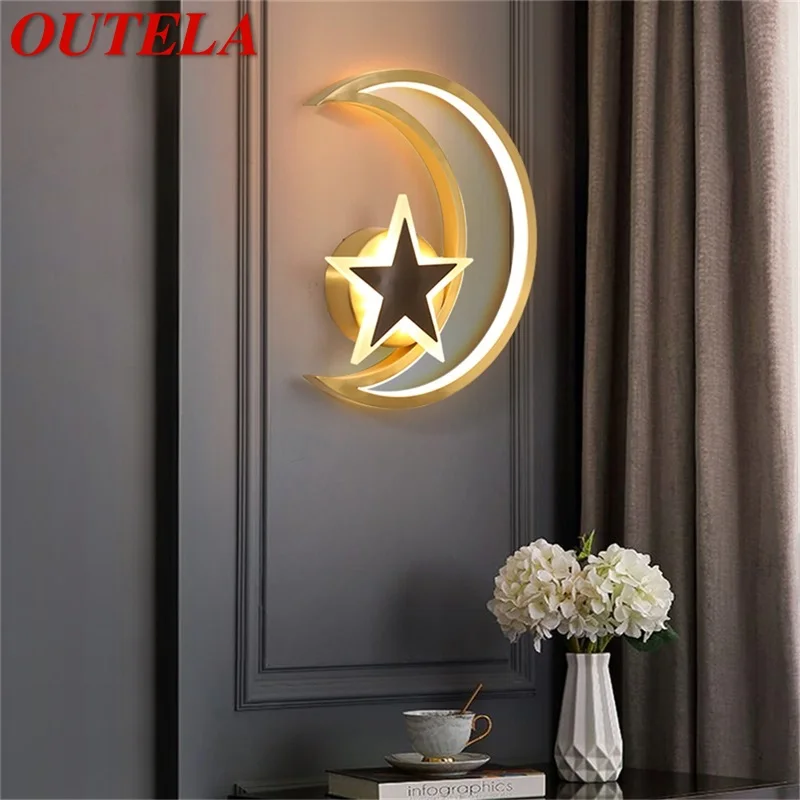 

OUTELA Nordic Wall Lights Brass Sconces Contemporary Creative Moon Star LED Lamp Indoor For Home