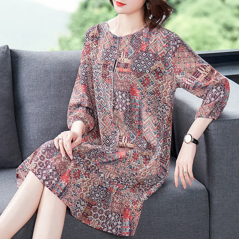 

Printed Silk Dress Summer 2020 loose temperament Summer dresses party night club dress