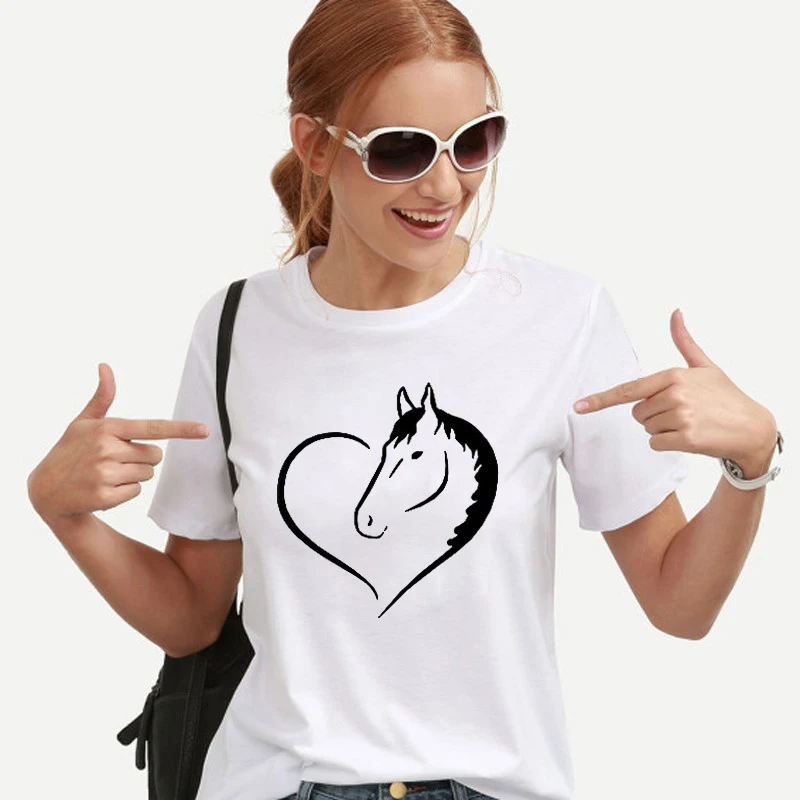 Забавные женские футболки Lus Los Fashion Horse топ с мультяшным принтом женская Футболка