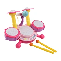 muslady kids drum set toy electronic drum with light rhythm effect demo songs microphone 2 drumsticks percussion instrument