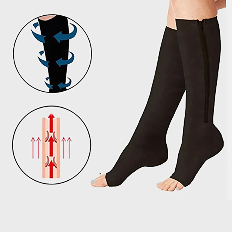 Компрессионные носки на молнии Эластичные гольфы Облегающие Гольфы унисекс с