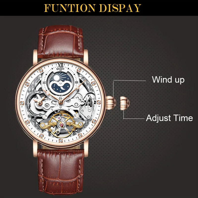 KINYUED New Skeleton Watches Mechanical Automatic Watch Men Tourbillon Sport Clock Casual Business Wrist Relojes Hombre | Наручные часы