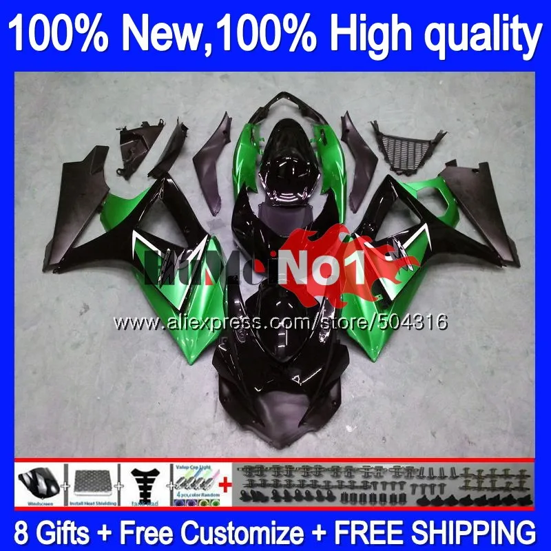 

Body For SUZUKI GSX R1000 GSXR-1000 GSXR 1000 CC 2007 2008 22MC.104 K7 1000CC GSX-R1000 07-08 GSXR1000 07 08 Green black Fairing