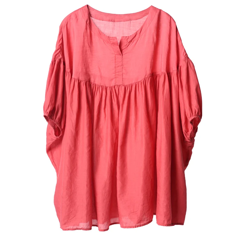 Женская рубашка MICOCO C9169 широкая тонкая хлопковая с рукавом-пузырьком | одежда