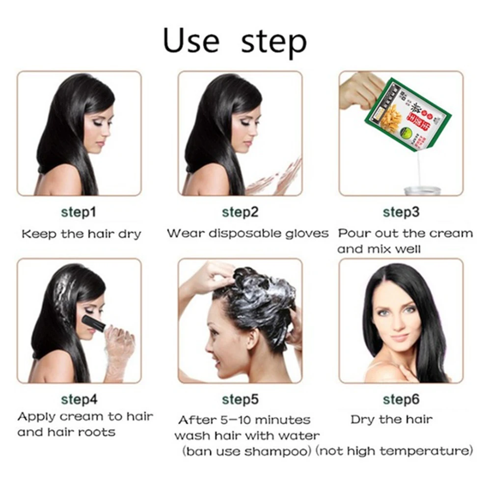 

1PC Mild Formula Ginger Extracts Multicolor Instant Hair Dye Plant Formula Hair Shampoo 5 Minutues Colored Hair Styling Tools