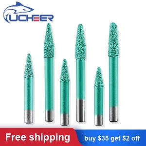UCHEER, 1 шт., коническая шаровая Головка для пайки и гравировки камня, инструменты для резьбы по мрамору, фрезерный станок с ЧПУ, каменная фреза для гранита