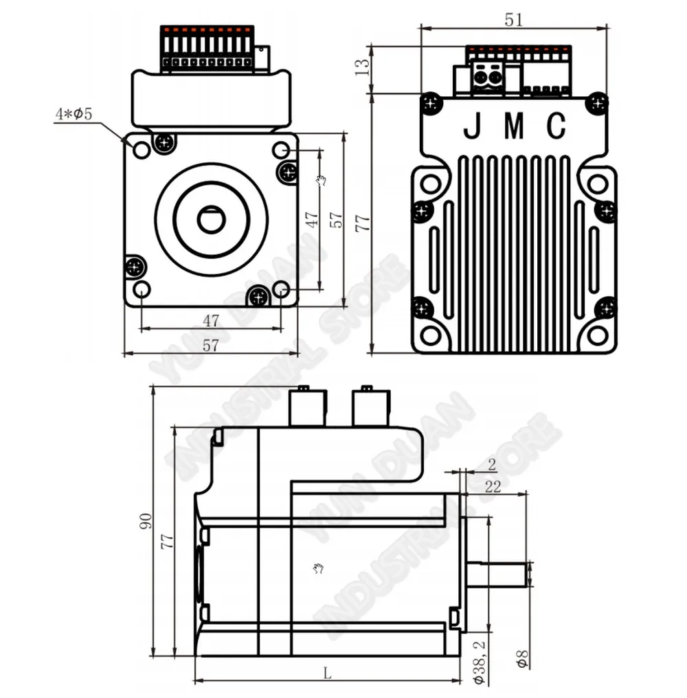 2Nm 286Oz. В JMC интегрированный NEMA23 57 мм 57 36 В DC 1500 об/мин DSP Гибридный замкнутая петля мотор драйвер кодировщик все-в-одном сервомотор