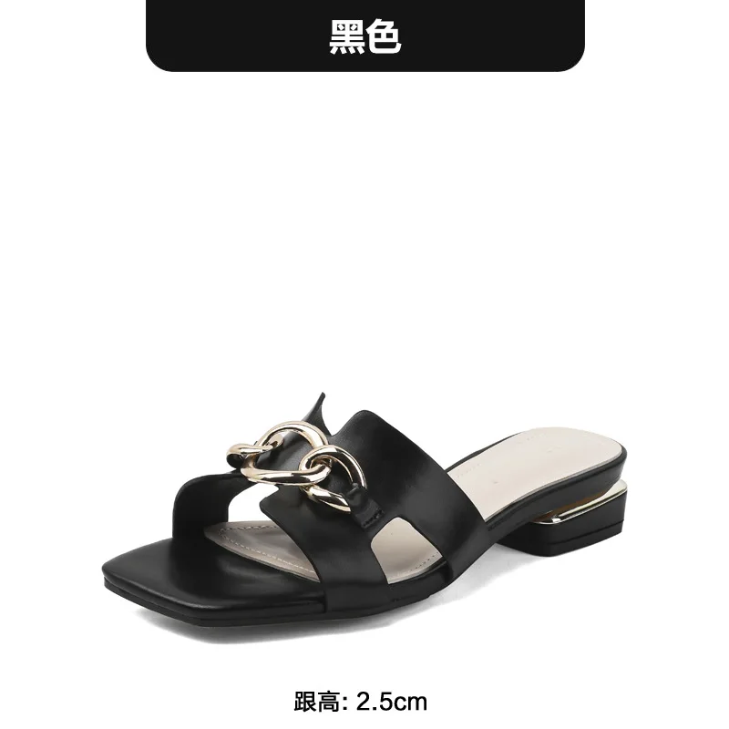 

2021 Slippers for Women Spring Fairy Style Chunky Heel Sandals for Women Versatile Gentle and Lovely Flat Heels