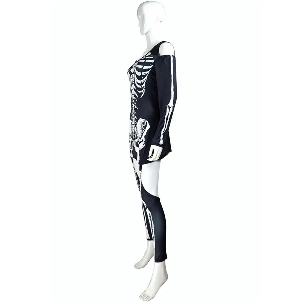 DSstyles маскарадный костюм с принтом скелета сексуальный на Хэллоуин открытыми