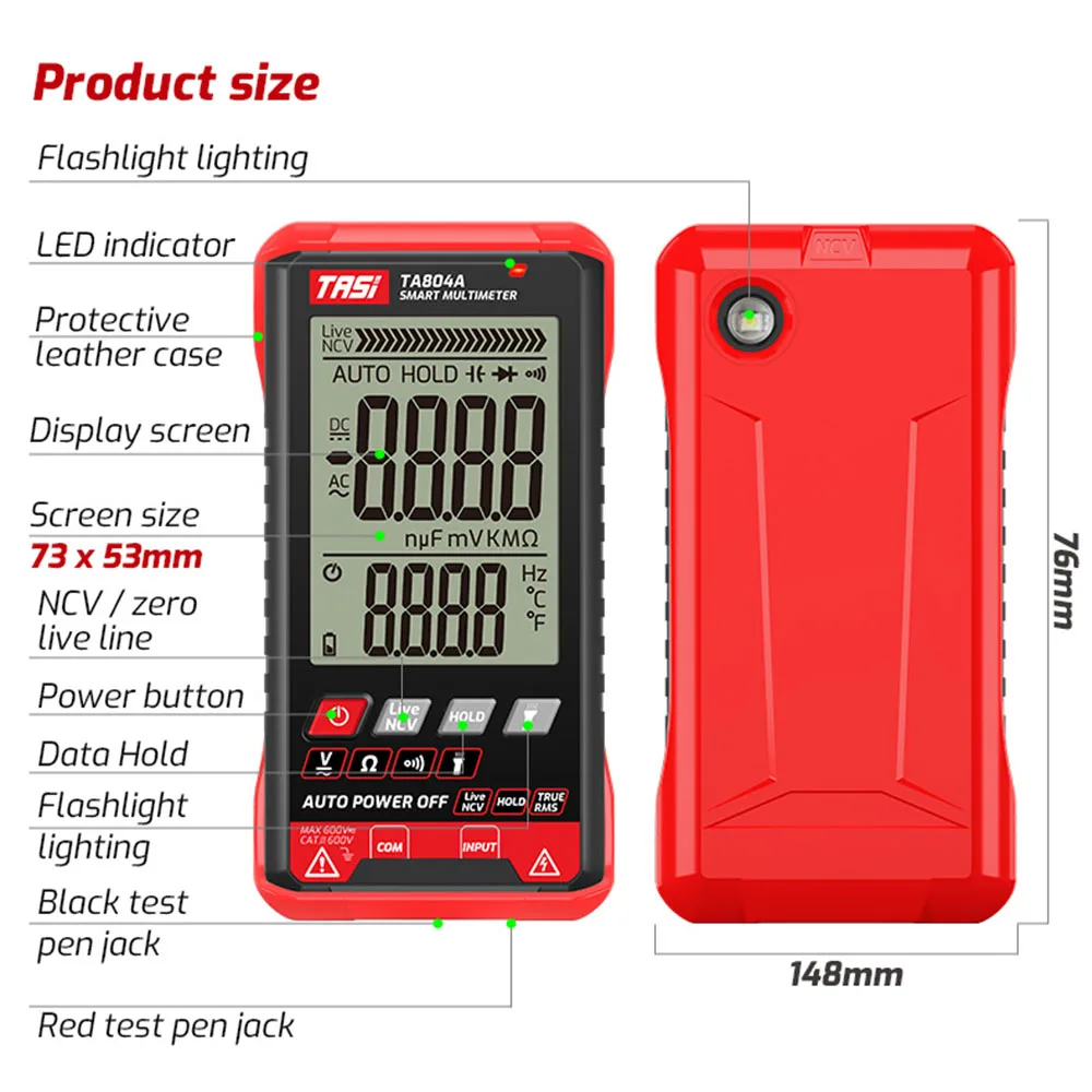 

Digital Multimeter Professional Auto Tester True RMS Multimeter Ultra-Thin Intelligent OHM NCV Voltage Meter
