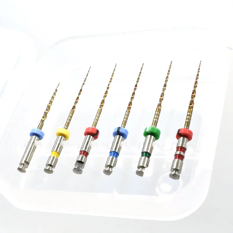 Стоматологические роторные напильники 04 конусные золотые flexi-gold niti для тепловой