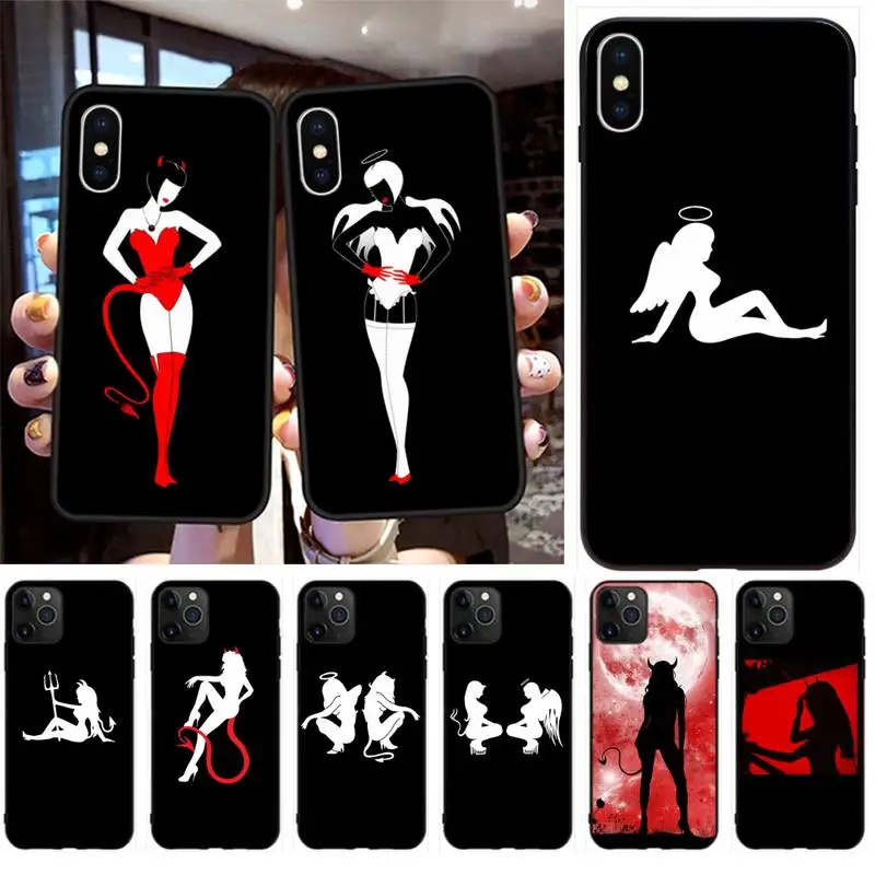 

CUTEWANAN Angel Devil sexy girl Coque Shell Phone Case for iPhone 11 pro XS MAX 8 7 6 6S Plus X 5S SE 2020 XR case