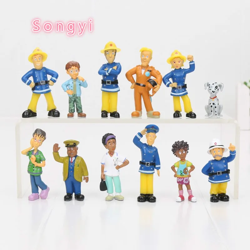 12 шт./компл. с рисунками из мультфильма Пожарный Сэм игрушечных пластиковых экшн