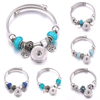 a variety styles blue bracelet charm womens brand bracelet fashion beaded elastic bangle 18mm snap button jewelry diy jewelry