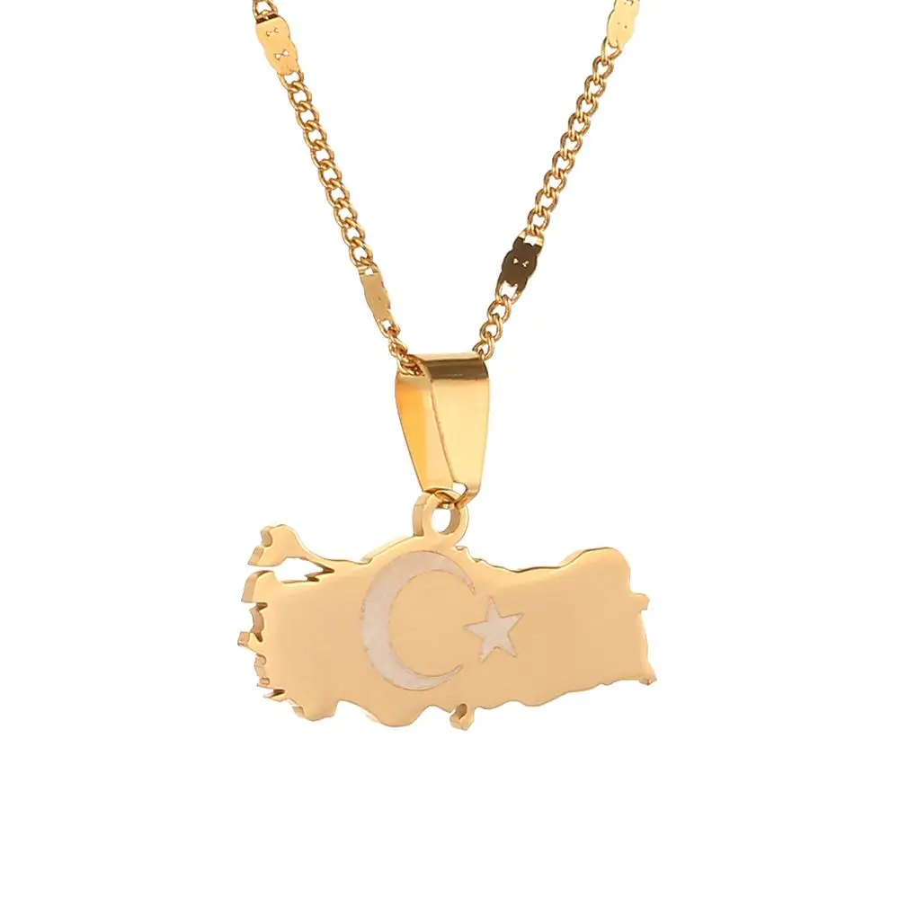 Ожерелье с подвеской в виде карты индейки из нержавеющей стали для женщин и