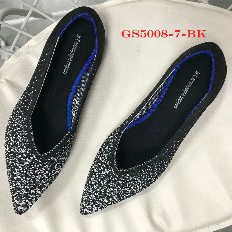5008-7 black Flats Genshuo/Женская обувь на плоской подошве; Zapatos de Mujer; женские балетки на плоской подошве; слипоны с острым носком; женская повседневная обувь; мягкие лоферы - Цвет: 5008-7 black Flats