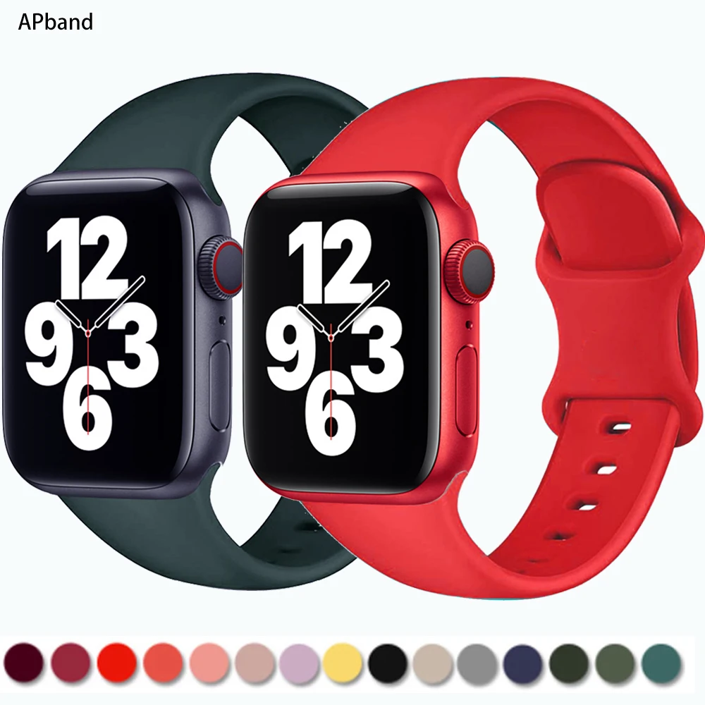 

Silicone Strap For Apple Watch 7 band 45mm 41mm 44mm 40mm bands Rubber watchband belt correa bracelet iWatch series 3 4 5 6 se