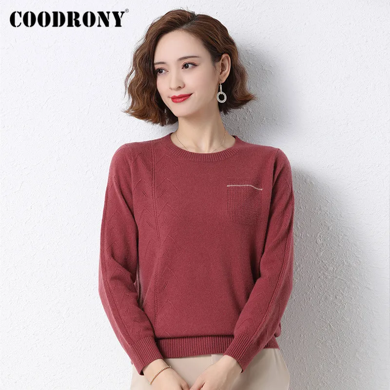 

COODRONY брендовая уличная вязание тонкий пуловер свитеры для женщин женские осень-зима высокого качества из чистой шерсти женские джемперы ...