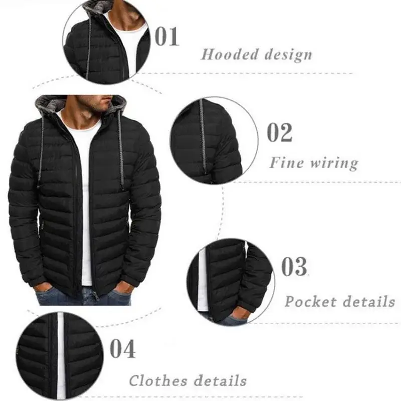

Men's Winter Coat with Cotton Lining Thick Coat Parka Padded Warm Outerwear Sleeve Coat Long Clothing Fitted Color 6 U2O0