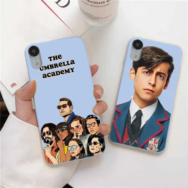

Five The Umbrella Academy Phone Case For Iphone 6 6s 7 8 Plus XR X XS XSmax 11 12 Pro Mini Max Candy Blue Silicone Cover