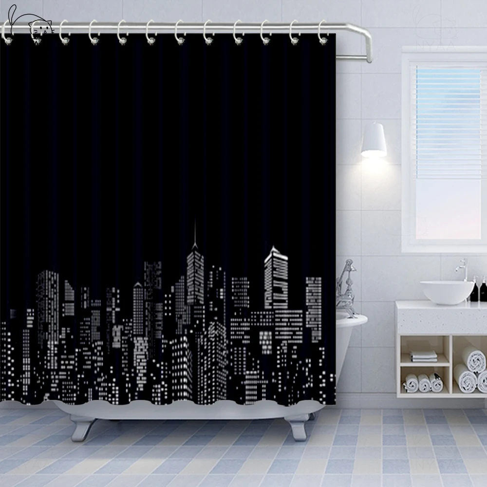 

Black White Paris Landscape Shower Curtain For Bathroom Polyester Fabric Waterproof Screen Bath Curtains Home Decoration