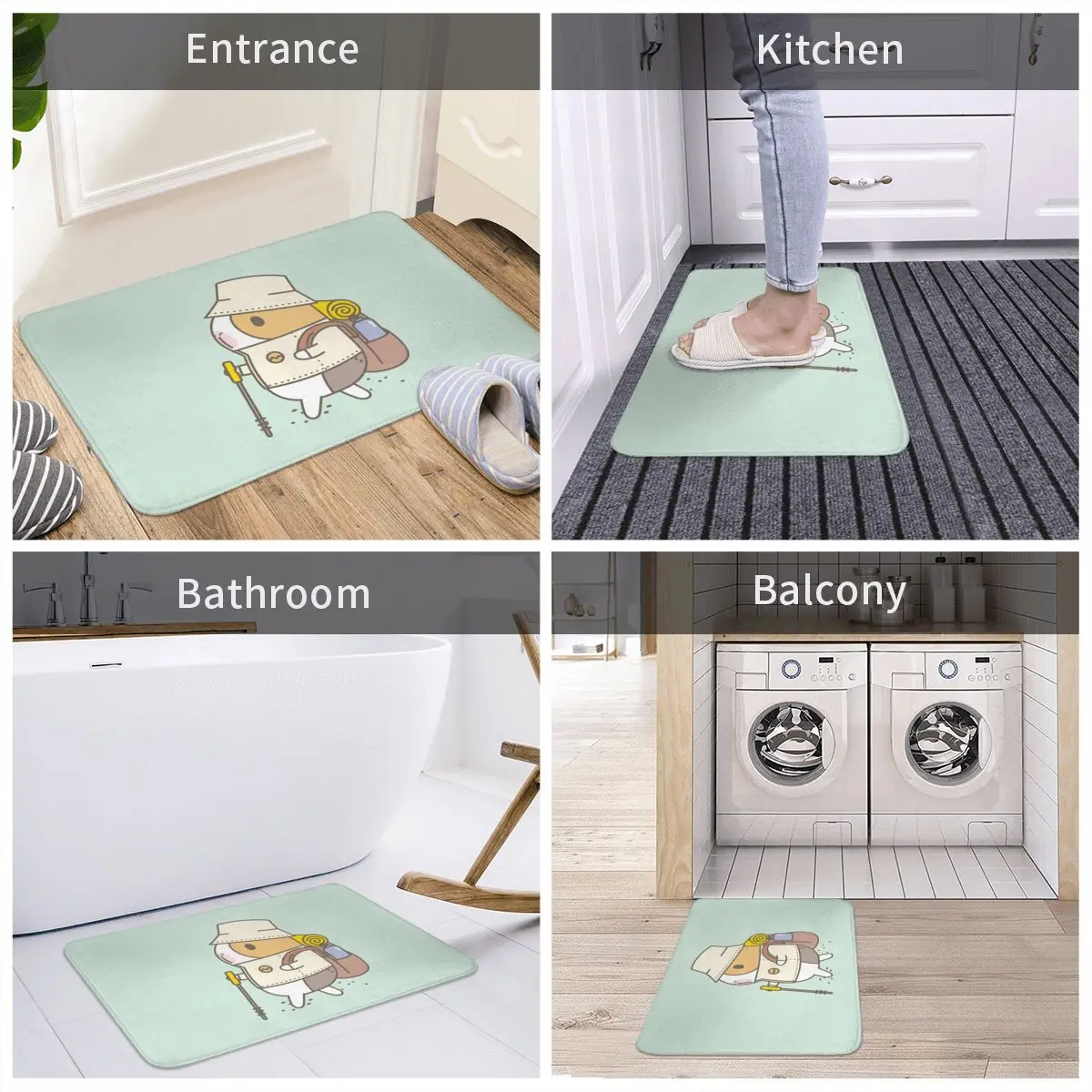 

Bath Mat Bubu The Guinea Pig Hiking Door Mat Rug Carpet Anti-slip Removal Entrance Living Room Home Bathroom Hallway Balcony