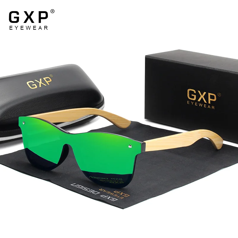 

GXP Brand Bamboo Temples Polarized Sunglasses Men Classic Square Goggle Fashion Retro Female Sun Glasses Custom logo