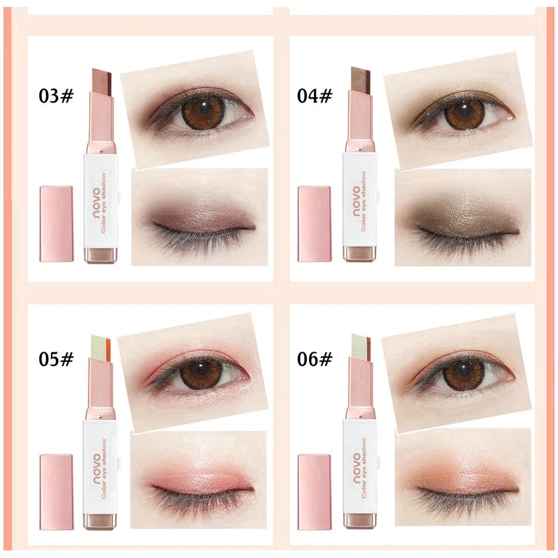 NOVO макияж для глаз мерцающий земляной Цвет Тени век Крем ручка двойной цвет