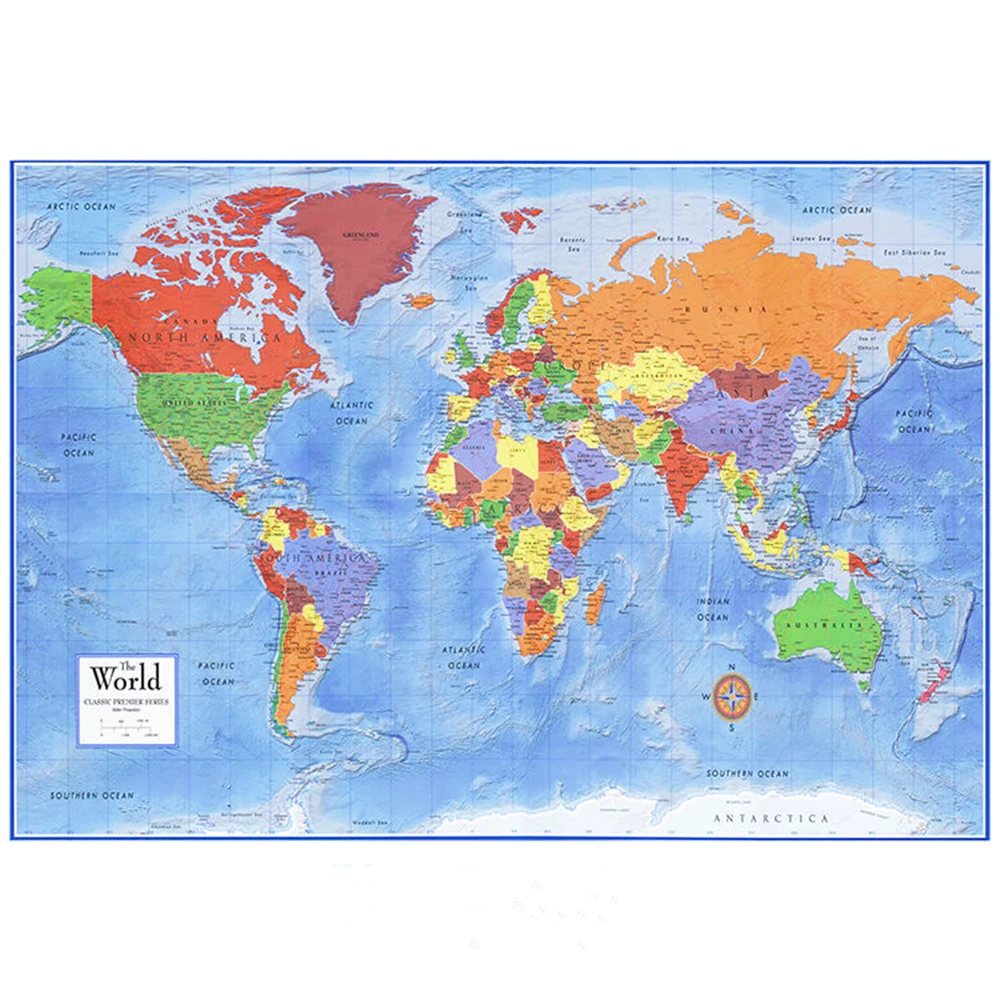 

High-end HD World Map Canvas Painting Modern Minimalist Print Artwork Wall Sticker Living Room Bedroom Classroom Office Decor