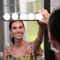 5 bulb hollywood led makeup mirror light 3 color stepless dimmable dressing vanity table bathroom wall lamp battery powered