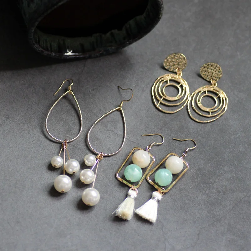 10 шт. модные корейские массивные серьги Геометрические Квадратные круглые для