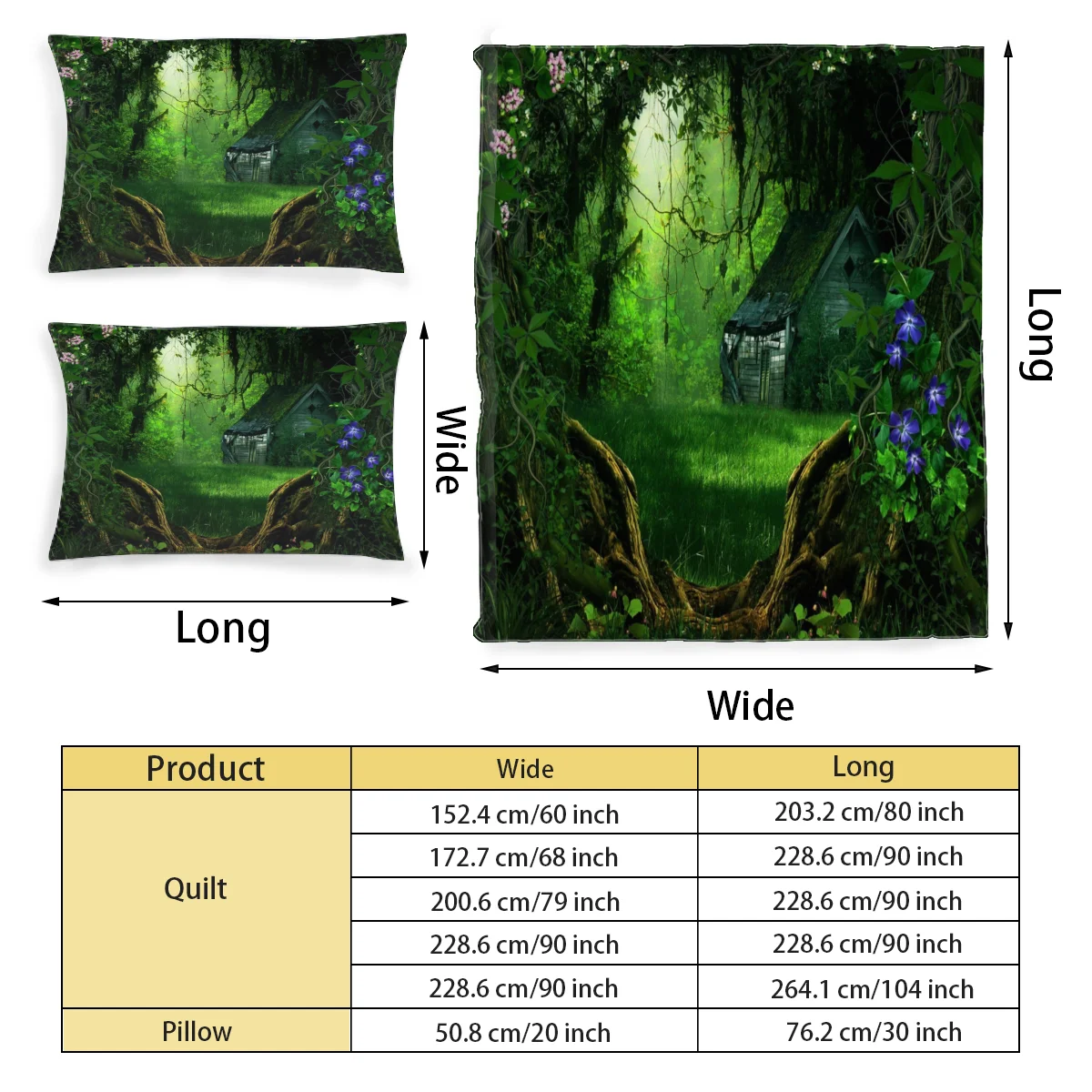 

3D Nature Printed Bedding Set Pattern Printing Polyester Quilt Cover Set 3 Pieces Quilt Cover Pillow Cover Set