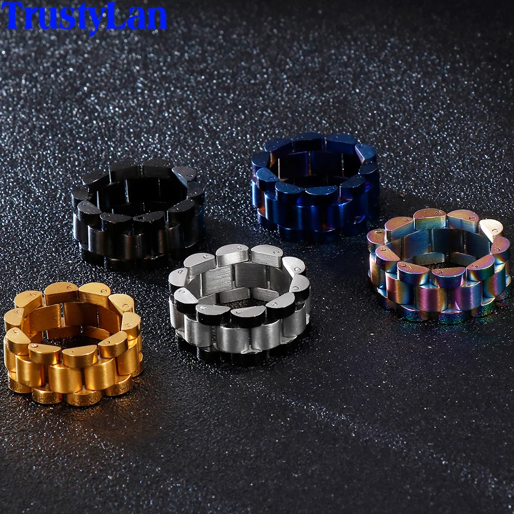 Мужское кольцо для часов 10 мм из нержавеющей стали черного и золотого цвета в