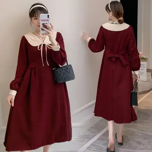 Новинка весеннее платье большого размера для беременных Корейская версия