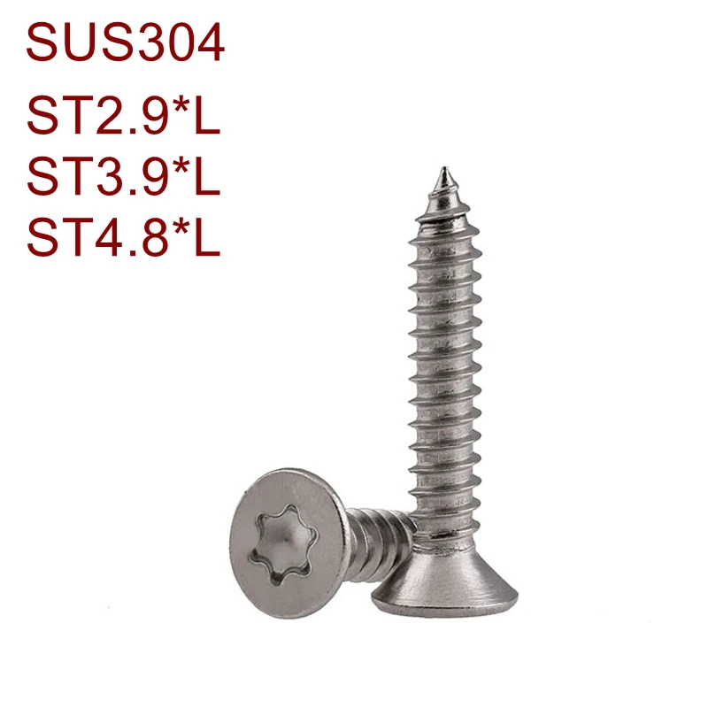 Самонарезающий винт Torx из нержавеющей стали ST2.9 3,5 3,9 4,2 4,8 SUS304 с шестилопастной головкой - изображение