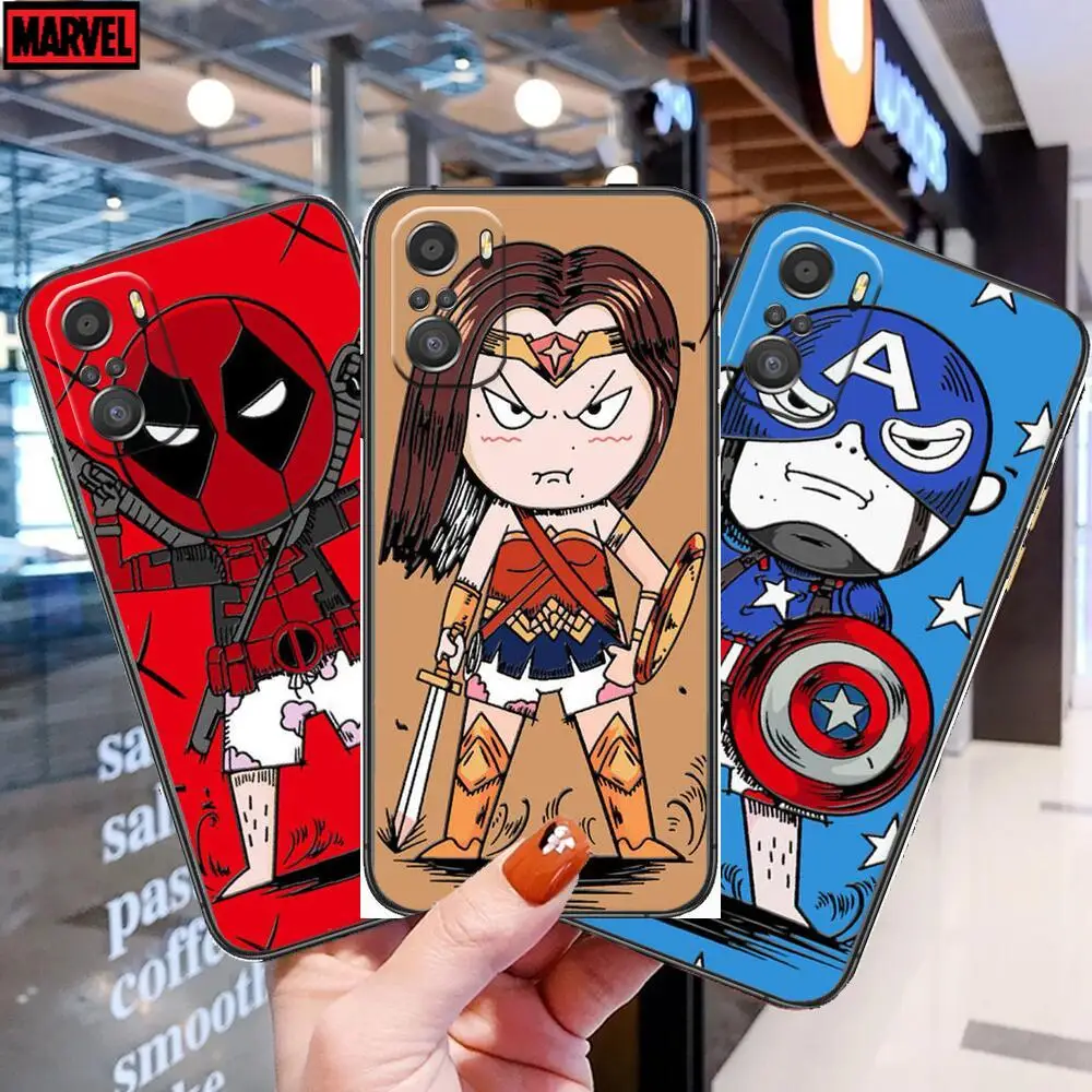 

Cute cartoon marvel Phone Case For xiaomi redmi 11 Lite pro Ultra 10 9 8 MIX 4 FOLD 10T Black Cover Silicone Back Prett