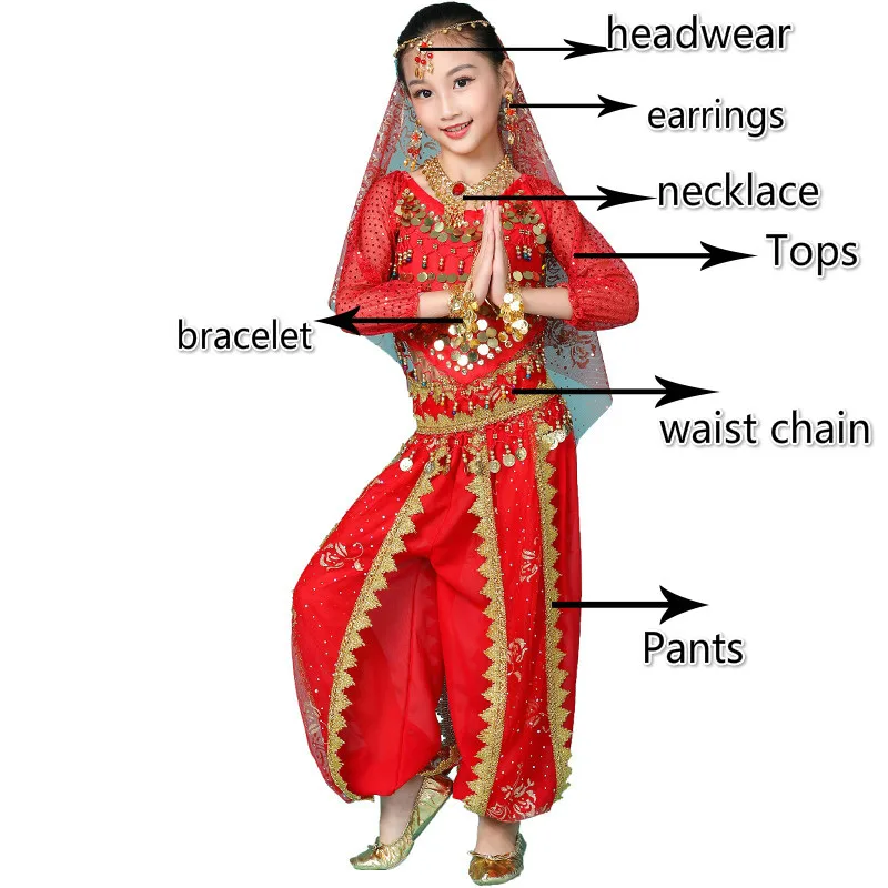 Детские индийские танцевальные костюмы для девочек в Стиле Болливуда одежда