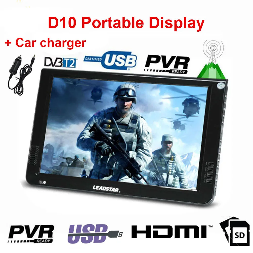 Портативный телевизор LEADSTAR D10 портативный дисплей 10 2 дюйма ATSC USB TF-карта HDMI