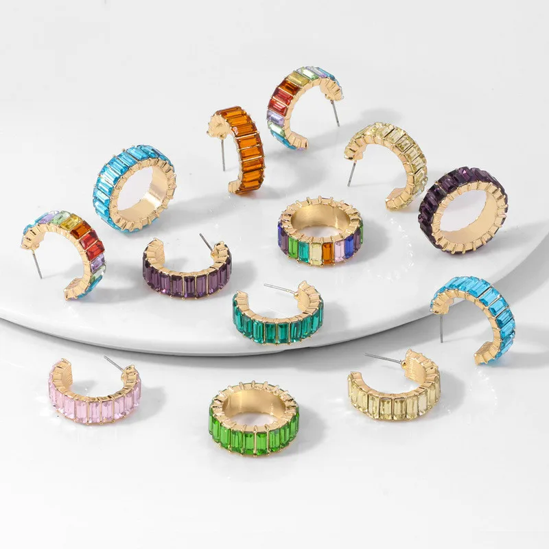 

Fashion Rainbow Cz Ear Cuff For Women Girls 2020 Bohemia Hoop Round C-shape Statement Stud Earring Female Jewelry Brincos Gift