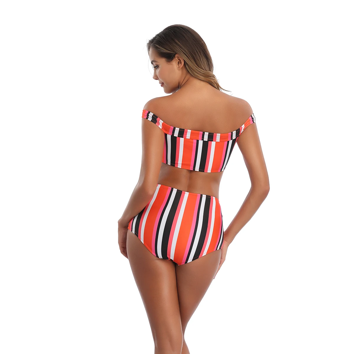 2020 Полосатый Сексуальный купальник бикини на одно плечо женский с глубоким V