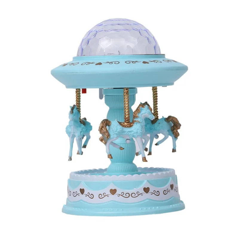 Цветная КАРУСЕЛЬ ВРАЩАЮЩАЯСЯ лошадь музыкальная шкатулка Звездное небо