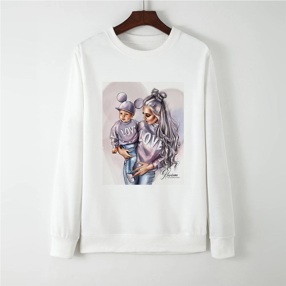 

Keep Warm New High Quality Funny Vogue Kpop Thermal Super Mom Hatless Hoodie Sweatshirt Women Harajuku Pullovers