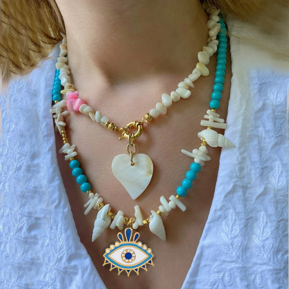 Нежное геометрическое ожерелье с сердцем и жемчугом Очаровательное