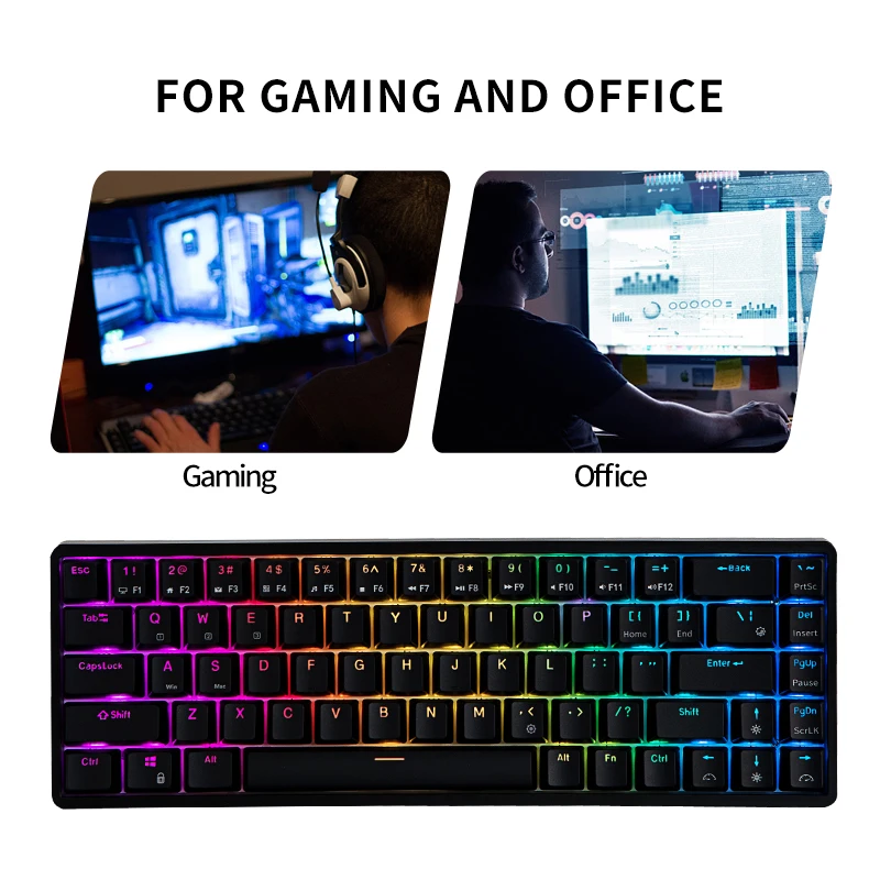 royal kludge rk837 tri mode rgb mechanical gamer bluetooth wireless keyboard gaming accessories for pc laptop smart tv free global shipping