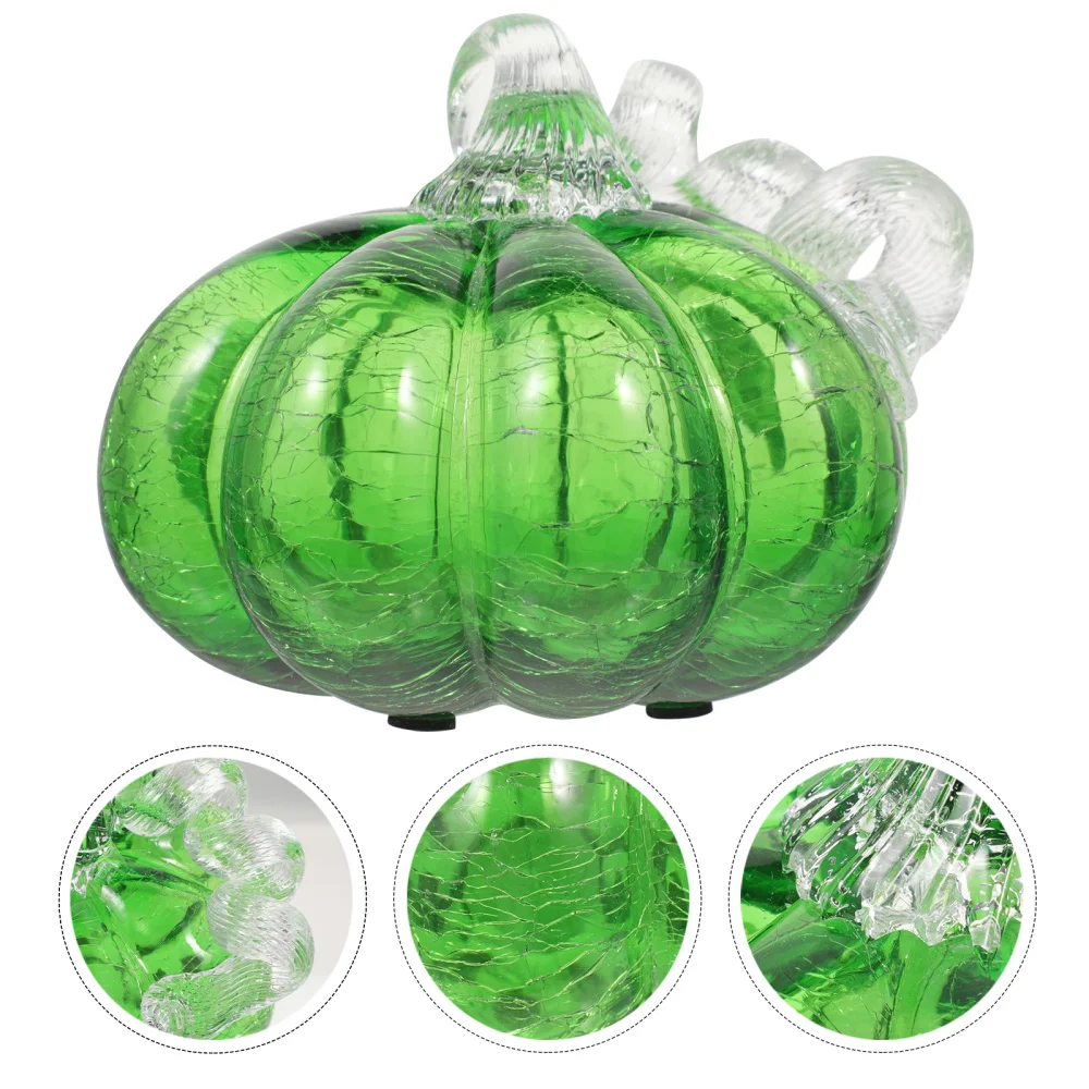 

1pc Glass Pumpkin Decor Tabletop Pumpkin Ornament Desktop Pumpkin Adornment