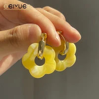 new acrylic resin flower drop earrings stainless steel circle colorful eardrop for women girls party travel jewelry gifts 2022